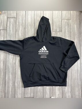 adidas Black Athletic Hoodie with Logo Tag